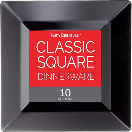 Vista 4 de Party Essentials 10 cuencos cuadrados para aperitivos, recipientes torzados de plástico duro, 12 oz.