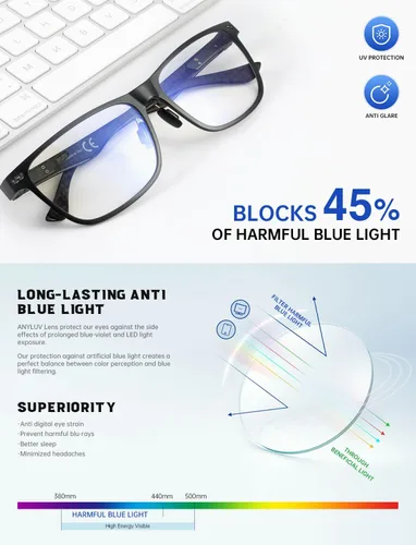 Vista 7 de ANYLUV Al-Mg - Gafas de luz azul de metal + lentes de fibra de carbono