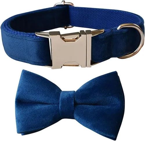 Vista 9 de Love Dream Collar de perro Bowtie de terciopelo, con hebilla de metal desmontable, suave, cómodo, ajustable, para perros pequeños, medianos