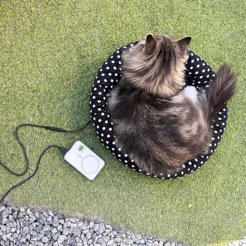 Vista 8 de Cama térmica USB para gatos de 16 pulgadas para gatos y perros Negro