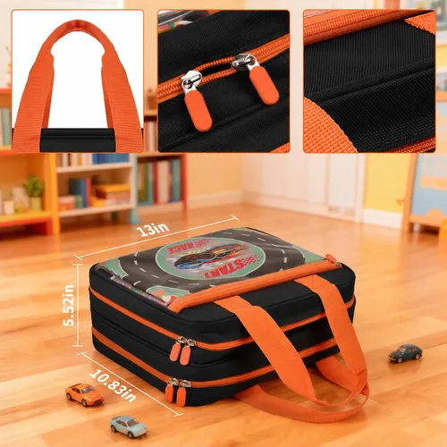 Vista 3 de SAIKA Toy Car Case for Hot Wheels Storage, Holds 96 Cars with Playmat Black