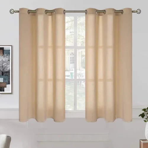 Vista 9 de BGment Cortinas cortas de lino transparente de 40 pulgadas para cafetería, con ojales, filtrado de luz, semitransparentes para ventanas pequeñas