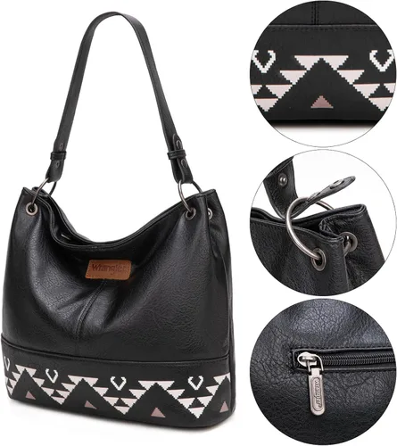 Vista 22 de Wrangler Hobo - Bolsas para mujer de cuero vegano con asa superior, bolsos de hombro y bolsos
