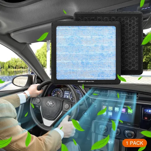 Vista 6 de Filtro de aire de cabina para CF10285, filtro de repuesto HEPA con carbón activado compatible con Toyota, 4Runner, Corolla, Sienna, RAV4, Lexus, Azul