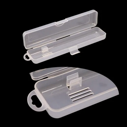 Vista 2 de Estuche portátil para cepillos de dientes, contenedor de plástico duro a prueba de polvo y caja de pasta de dientes (rectángulo-2 piezas)