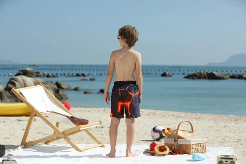 Vista 4 de UNICOMIDEA - Pantalones cortos de playa para niños, traje de baño para playa y piscina, secado rápido, traje de baño para niños, pantalones cortos