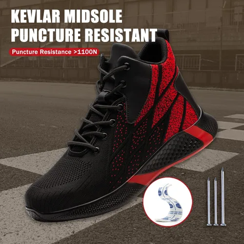 Vista 3 de ARCHINSERT Zapatos de punta de acero para hombres y mujeres, zapatos de seguridad indestructibles, resistentes al deslizamiento, puntera de acero