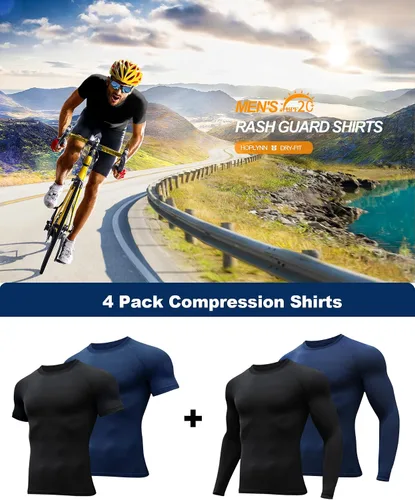 Vista 5 de HOPLYNN Paquete de 45 camisetas de compresión de entrenamiento para hombre, manga largacorta, camiseta atlética para deportes