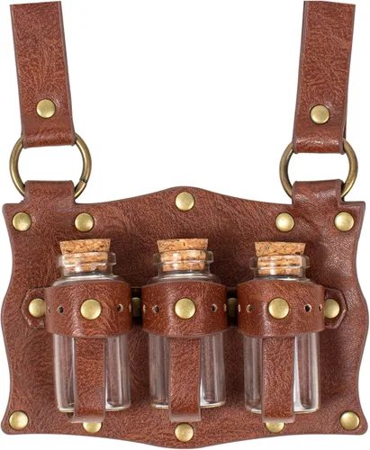 Vista 22 de SUMGOGO Botella mágica oscura de poción de corcho para Halloween, cosplay, feria Ren, accesorios de bruja, accesorios de disfraz, vaso redondo