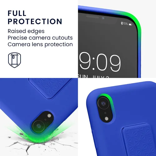 Vista 3 de kwmobile Funda compatible con Apple iPhone XR - Funda con correa de mano y revestimiento de silicona TPU suave - Azul Báltico