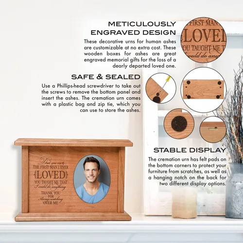 Vista 2 de Lifesong Milestone - Urnas decorativas para cenizas para adultos, urna de cremación masculina para cenizas humanas, urnas para adultos para cenizas