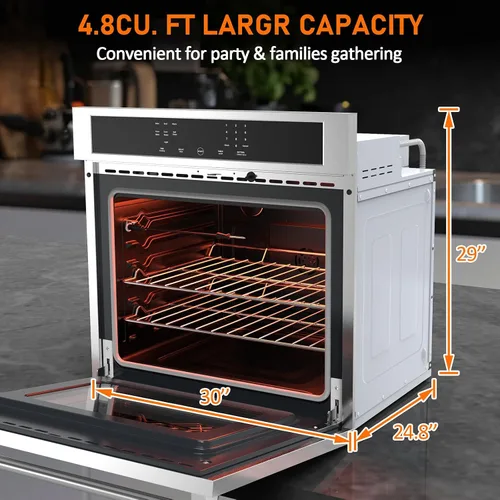 Vista 2 de LinTimes Acero inoxidable 30 "Control táctil Horno incorporado HEW3001 - Cajón de microondas, Encimera de microondas, Horno de panel táctil