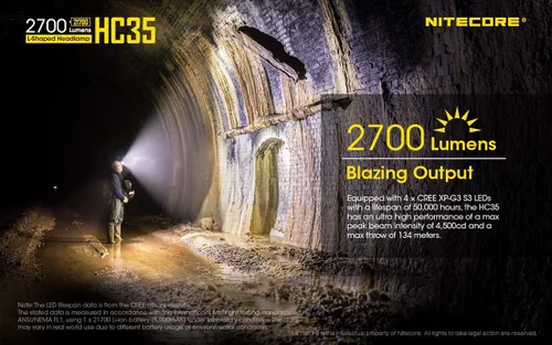 Vista 7 de Nitecore HC35 - Faro LED recargable - 4 x CREE XP-G3 S3 con 2 baterías recargables NL2153HP de alto rendimiento