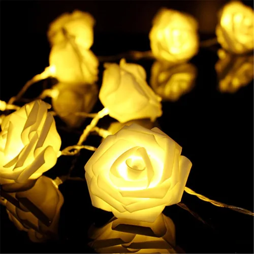 Vista 2 de FULLBELL Guirnalda de luces de hadas con 20 luces LED, funciona con pilas, luz decorativa para boda, día de San Valentín, fiesta de ensueño Blanco