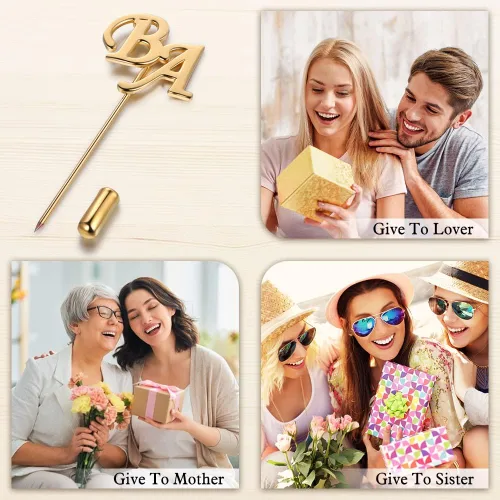 Vista 7 de Broche de nombre personalizado para mujer, alfileres de traje para hombres con letras de monograma, broche personalizado de solapa para hombres