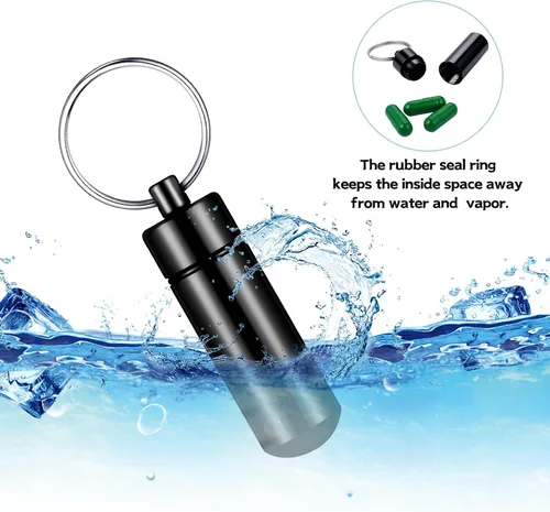 Vista 4 de Patelai 12 piezas de llavero portátil para pastillas, mini estuche de bolsillo para píldoras para hombres y mujeres, contenedores de geocache