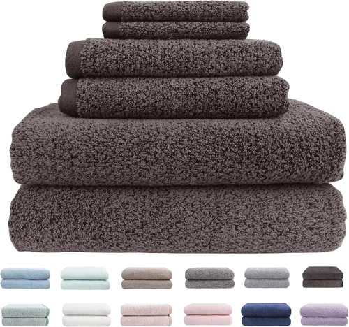 Vista 27 de Everplush Diamond Jacquard - Juego de 6 toallas de baño de lujo, súper suaves, de gran tamaño, altamente absorbentes y de secado rápido para baño