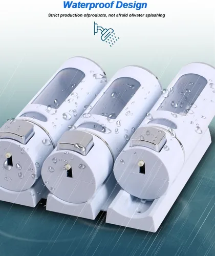 Vista 5 de Dispensadores de champú para ducha, dispensador de jabón montado en la pared, 2 cámaras, acondicionador y jabón corporal, juego de dispensador