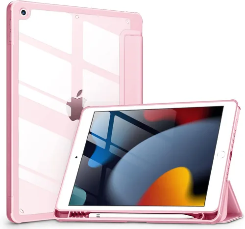 Vista 14 de VIKESI - Funda para iPad de 9ª / 8ª / 7ª generación de 10.2 pulgadas (lanzada en 2021/2020/2019), parte trasera transparente, cubierta de marco