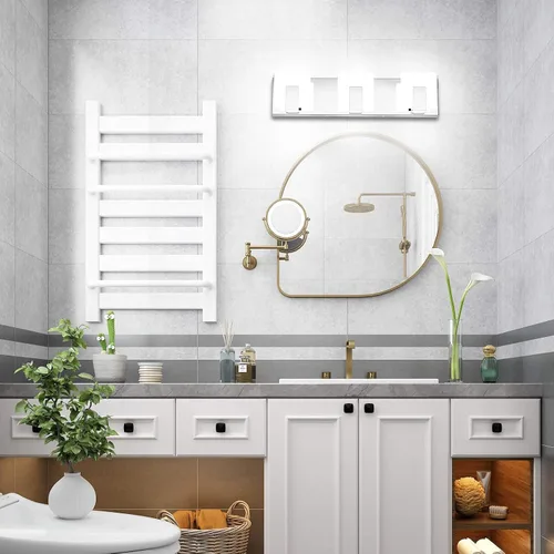 Vista 2 de Aipsun Moderna lámpara LED de tocador para baño, acrílico blanco esmerilado, arriba y abajo, accesorios de pared sobre espejo