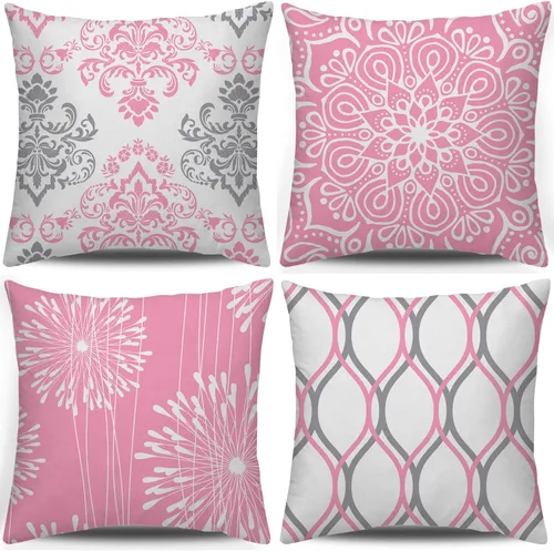 Vista 15 de Coliuso Fundas Decorativas para Almohadas de Tiro 16x16 Juego de 4, Azul Moderno Simple Cuadrado Funda de Almohada Cojín para Sofá Sillón