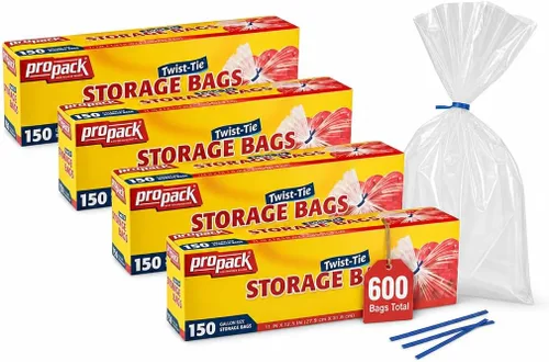 Vista 9 de Bolsas de almacenamiento de plástico desechables con lazo giratorio original, tamaño de 1 galón, 400 bolsas, ideales para el hogar, oficina