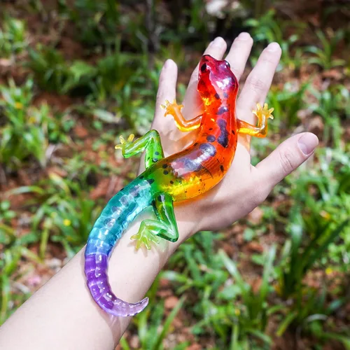 Vista 3 de LET'S RESIN Moldes de resina de silicona, 2 moldes de resina epoxi de animales con formas realistas de rana y lagarto, moldes de silicona realistas