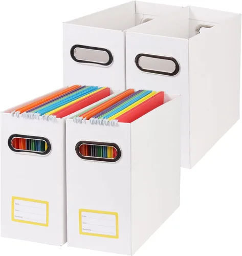 Vista 10 de Caja organizadora de archivos plegable con asa, 12.20 x 5.11 x 9.84 pulgadas, organizador de archivos para el hogar u oficina, pequeña caja de Negro