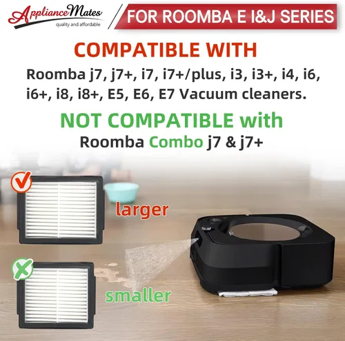 Vista 2 de Filtros de repuesto para iRobot Roomba E I y J Series i7 i7+/plus i3 i3+ i4 i4+ i5 i5+ i6 i6+ i8 i8+ E5 E6 E7 piezas de aspiradora, paquete de 6