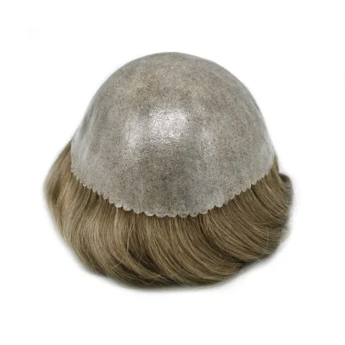 Vista 356 de Toupee para hombre 100% cabello humano real tupé para hombres 0.004 in piel de poliuretano para hombre, sistema de reemplazo de piezas de pelo