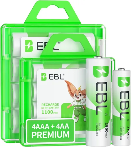 Vista 10 de EBL Baterías AAA recargables (16 unidades) Ready2Charge 1100mAh 1.2V Batería Ni-MH