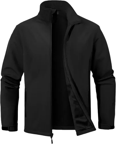 Vista 9 de ZITY Chaqueta Softshell Ligera para Hombre con Forro Polar Impermeable Chaqueta de Lluvia con Cremallera Carcasa Suave Cortavientos Rompevientos