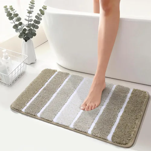 Vista 44 de COSY HOMEER Alfombras de baño de 24 x 17 pulgadas, ultra suaves y absorbentes, con respaldo de TPR antideslizante, lavable a máquina, alfombra Beige