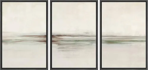 Vista 302 de SIGNFORD - Set de obras de arte en lienzo enmarcado para pared, ilustraciones abstractas de neblina del desierto en tonos neutros beige y marrón