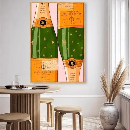 Vista 3 de Lienzo enmarcado para pared, diseño de bebidas y bebidas espirituosas, champán brillante