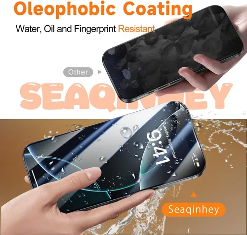 Vista 3 de Paquete de 2 protectores de pantalla para iPhone 15 Pro, dureza 9H, protector de pantalla de vidrio templado con kit de alineación automática