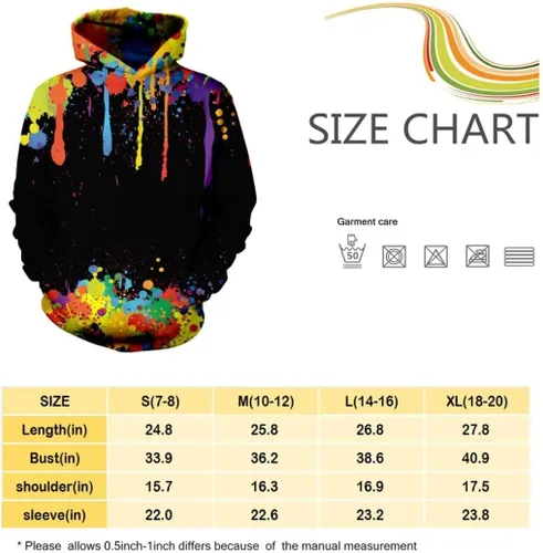 Vista 4 de OERIRI Sudadera unisex con capucha impresa en 3D para niños y niñas
