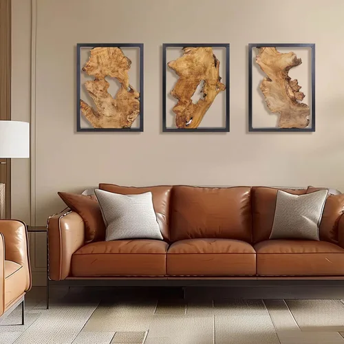 Vista 5 de NAHARO Decoración moderna de pared de madera de 16 x 12 pulgadas, encanto rústico hecho a mano de madera natural para tu hogar, perfecto para sala