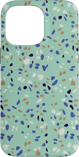 Vista 21 de Fun Vintage Green, Blue, White and Black Terrazzo Case for iPhone 16