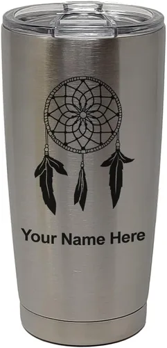 Vista 31 de LaserGram Vaso aislado al vacío de 20 onzas, atrapasueños, grabado personalizado incluido (negro) Engraved Gift, Vacuum Insulated Stainless Steel