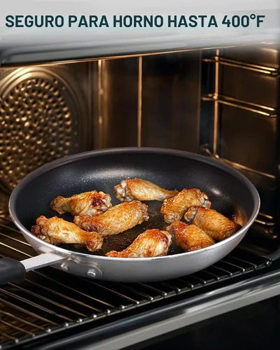 Vista 7 de Sartén antiadherente Cooks Standard de 8 pulgadas, sartén resistente de aluminio para profesionales, sartén de omelette metálica