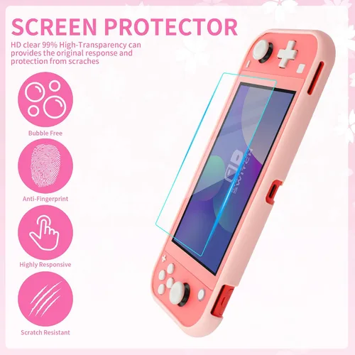 Vista 5 de FANPL Case bundle for Nintendo Switch Lite Accessories, Carrying Case for Switch Lite with Soft TPU Protective Cover and Screen protector, 2 Thumb