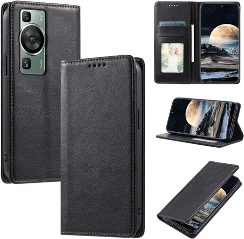Vista 107 de Funda de cuero compatible con Google Pixel 7, compatible con Google Pixel 7 5G GVU6C GQML3 Flip Folio PU Funda de cuero negro