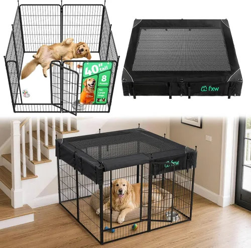 Vista 61 de FXW Rollick Unleashed Corral para Perros para Interiores, Patio, Campamento en RV, 24 pulgadas 4 Paneles para Perros Pequeños y Cachorros Negro