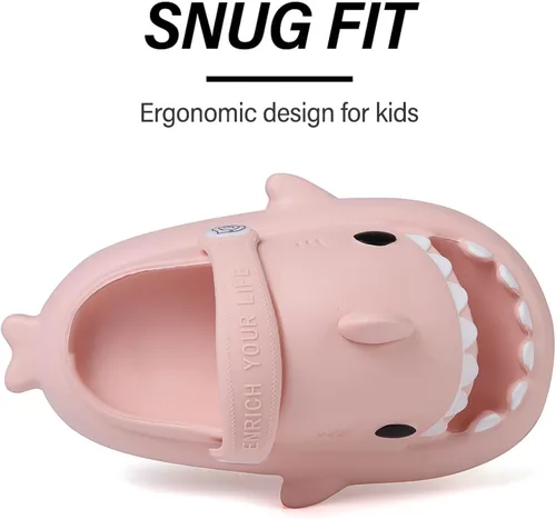 Vista 5 de Sandalias de tiburón para niños, pantuflas de tiburón para niños y niñas, sandalias de almohada con suela gruesa, suaves y antideslizantes