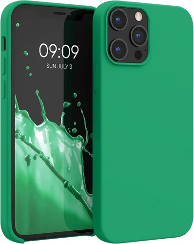 Vista 9 de kwmobile Funda compatible con Apple iPhone 12 Pro Max, funda de silicona TPU con acabado suave, color azul báltico