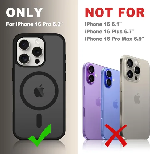 Vista 1481 de Funda para Google Pixel 10 Pro XL, cubierta magnética mate, color negro Fit for MagSafe, Screen Protector included, Shockproof Military Grade