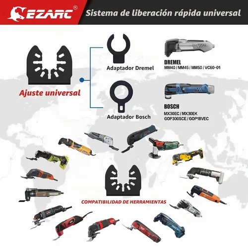 Vista 6 de EZARC Hojas de sierra oscilante de titanio, 3 cuchillas multiherramienta extendidas para metal, clavos de madera, corte de tornillos, plástico