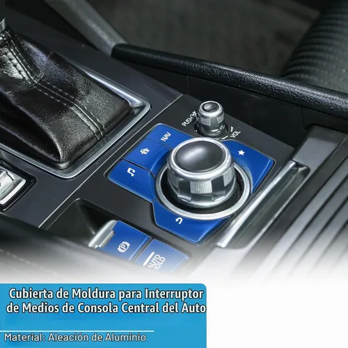 Vista 2 de Cubierta de panel de consola central de coche, interruptor de mano de freno multimedia para Mazda CX-5 2017-2020, azul (Set de 7)