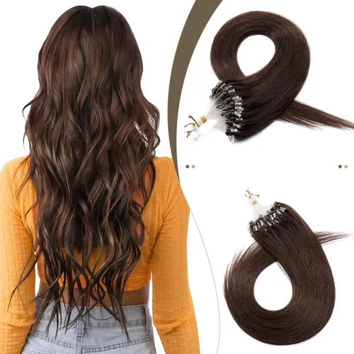 Vista 56 de SEGO Extensiones de cabello humano con micro cuentas, extensiones de cabello humano con micro bucle, lacio, natural, fusión fría, 1.76 oz/paquete